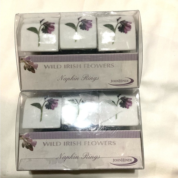 John Hinde 6 Porcelain Napkin Holders Wild Irish Purple Flowers - Picture 9 of 9